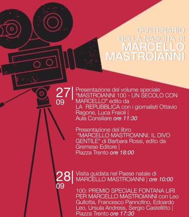 100 Anni di Marcello Mastroianni. Gli eventi a cura del Comune